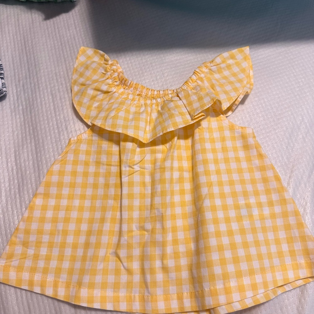Yellow Gingham Ruffle Top